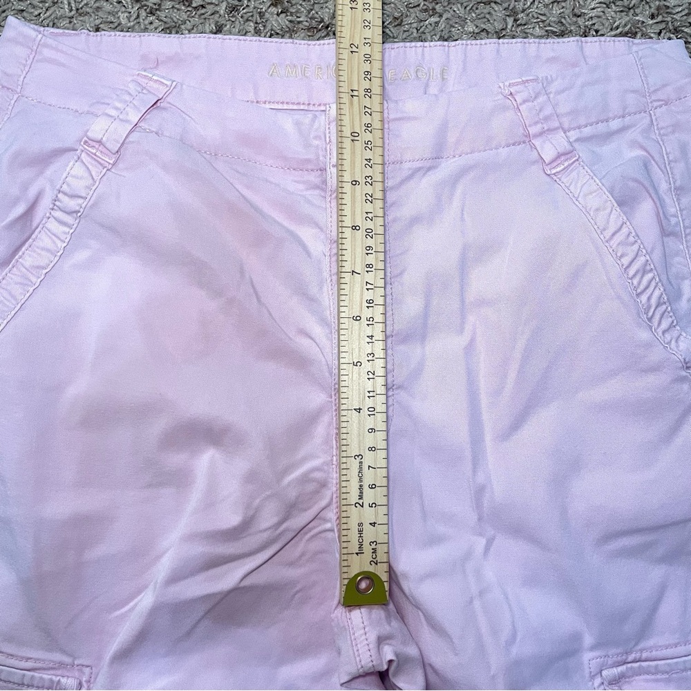 American Eagle Women's Super High Rise Baggy Wide Leg Cargo Pants 12 Short Pink - Picture 7 of 9